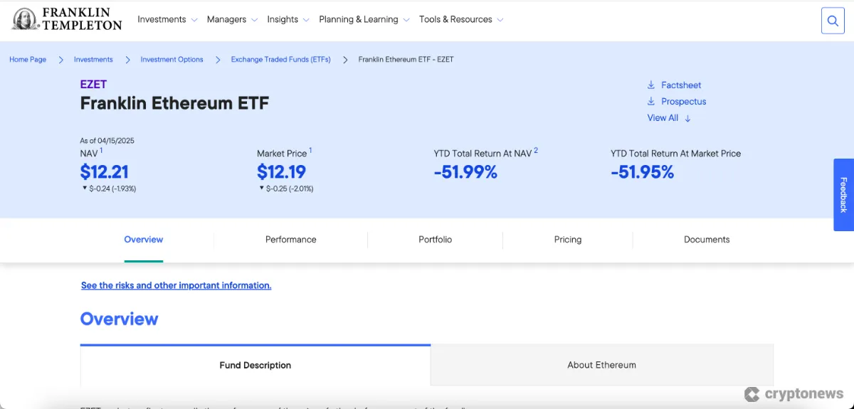 Franklin Ethereum ETF (EZET)