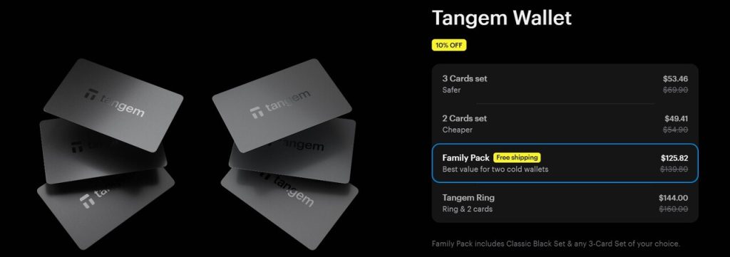 Selecting the Tangem Family Pack