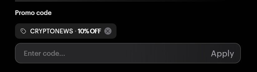 Typing in the tangem promo code