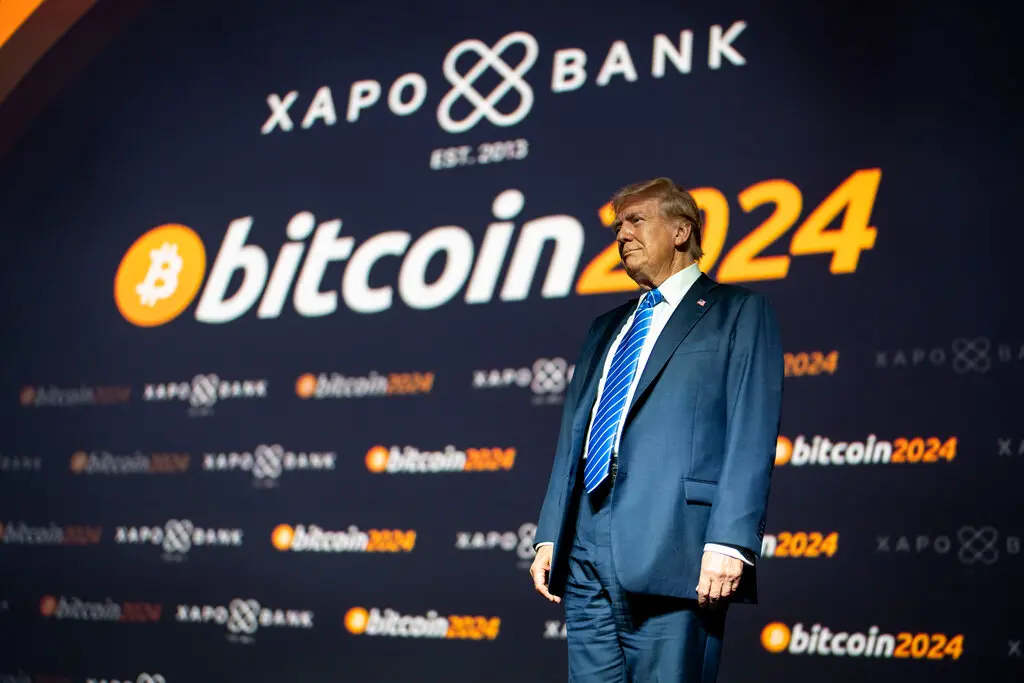 President Donald Trump in a Bitcoin conference.