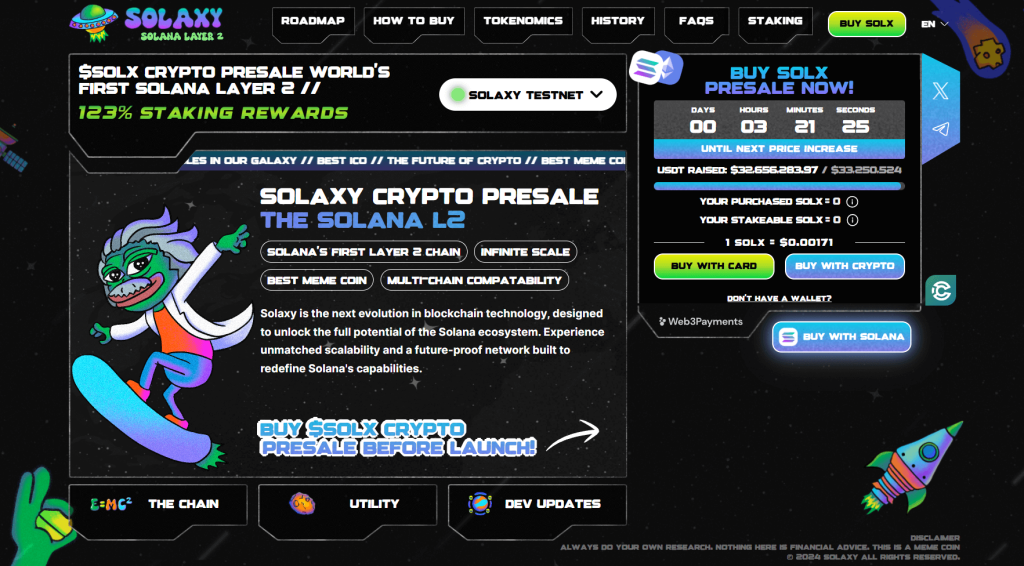 Solaxy (SOLX) presale website.