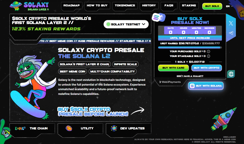 Solaxy (SOLX) presale website.