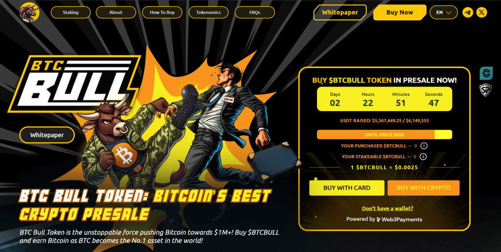 Bitcoin Bull (BTCBULL) presale website.