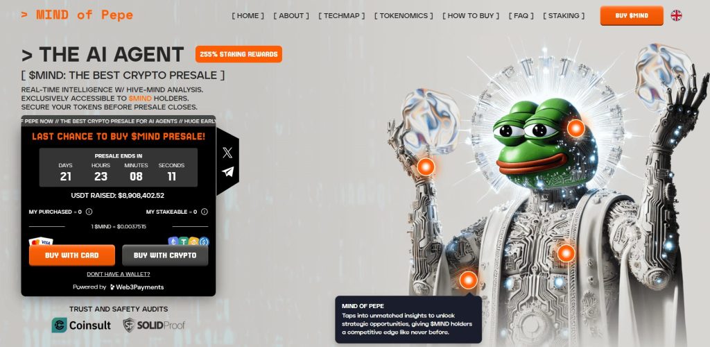 MIND of Pepe (MIND) presale website.