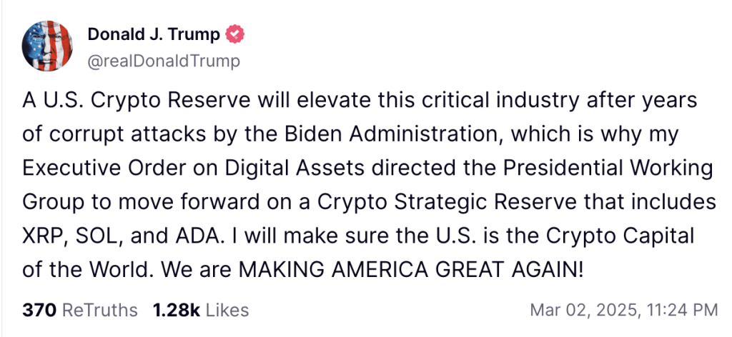 crypto reserve tweet