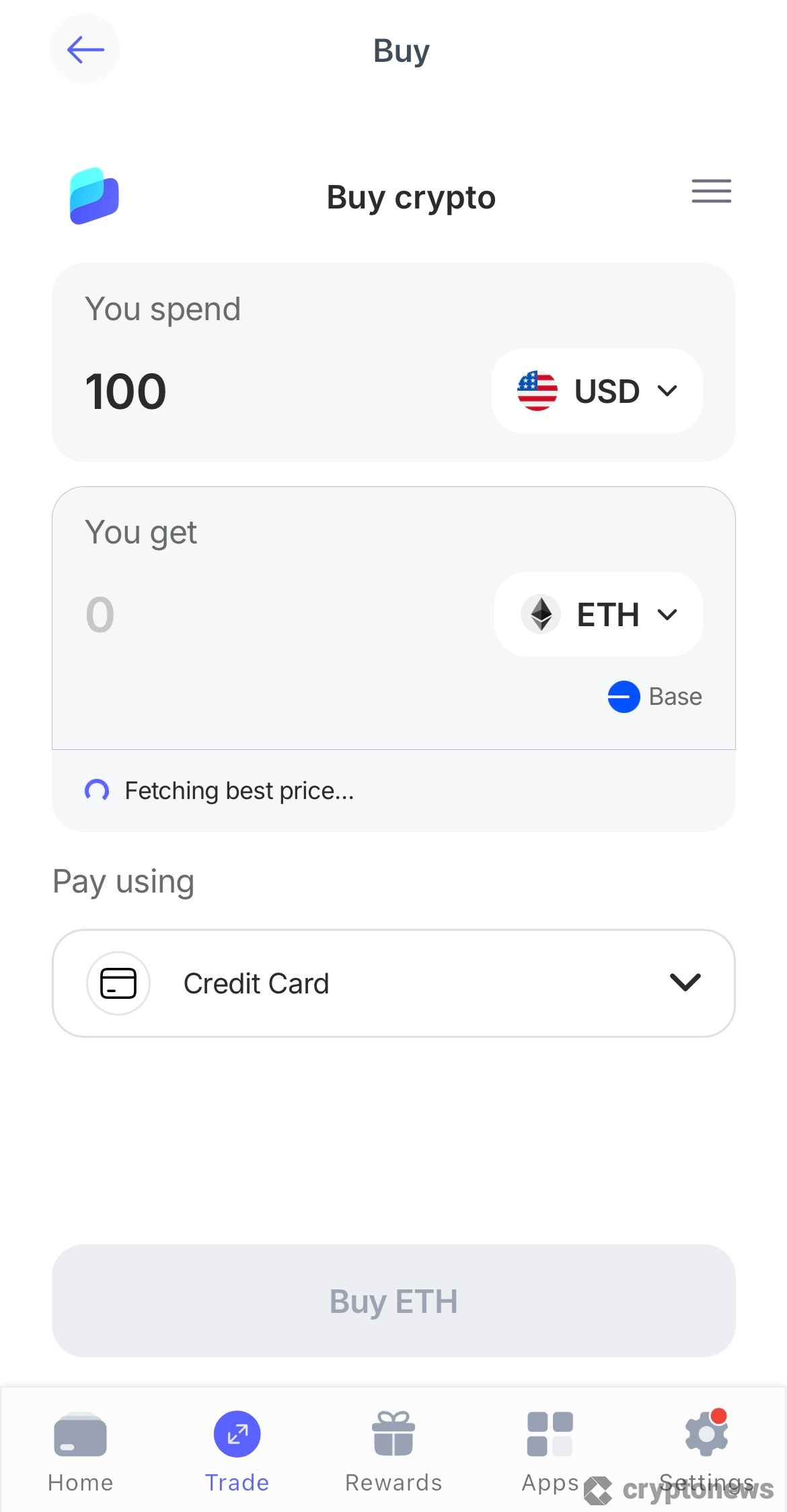 Purchase crypto on Best Wallet