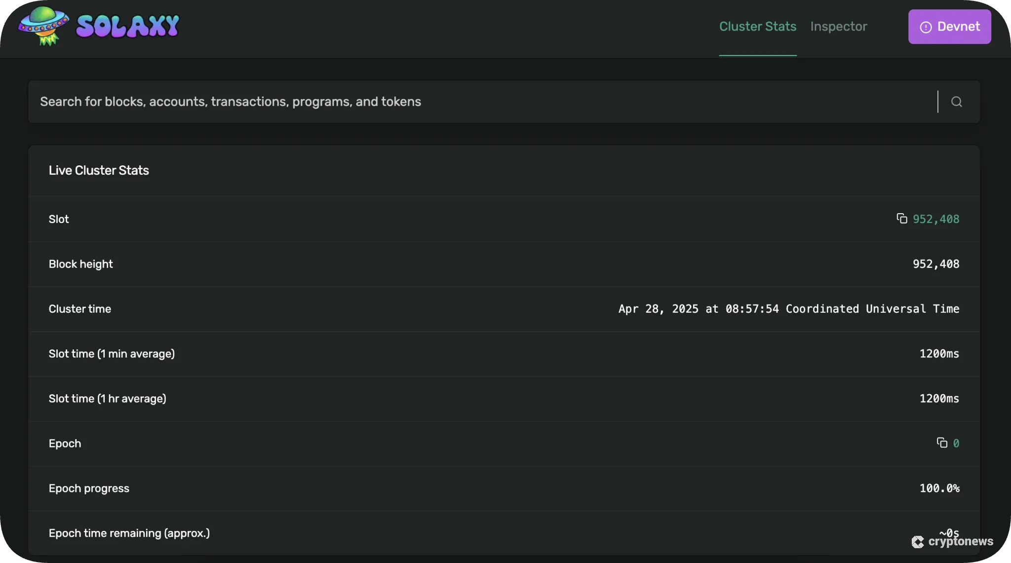 solaxy cluster stats screenshot solaxy launch date