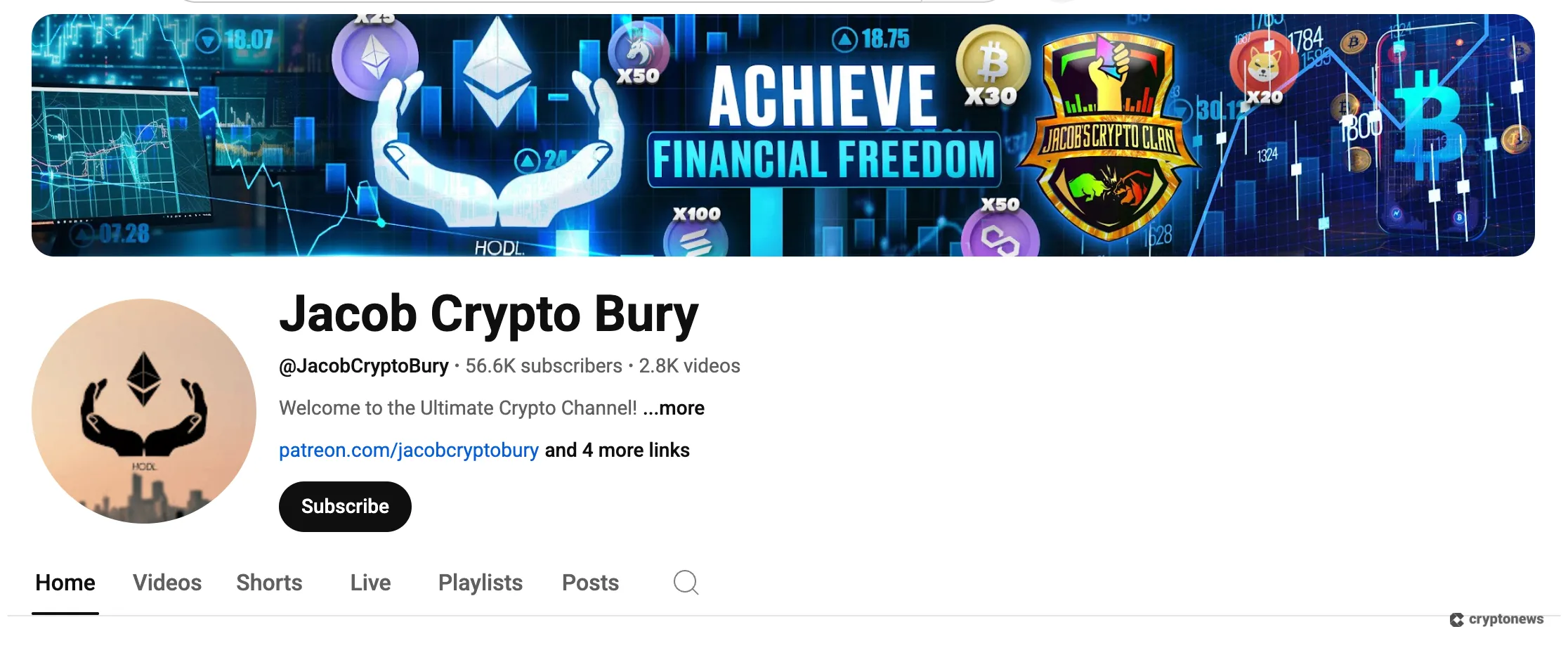 Jacob Crypto Bury Youtube channel screenshot