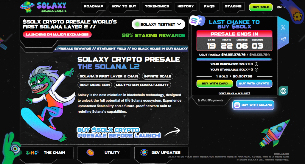 Solaxy (SOLX) presale website.
