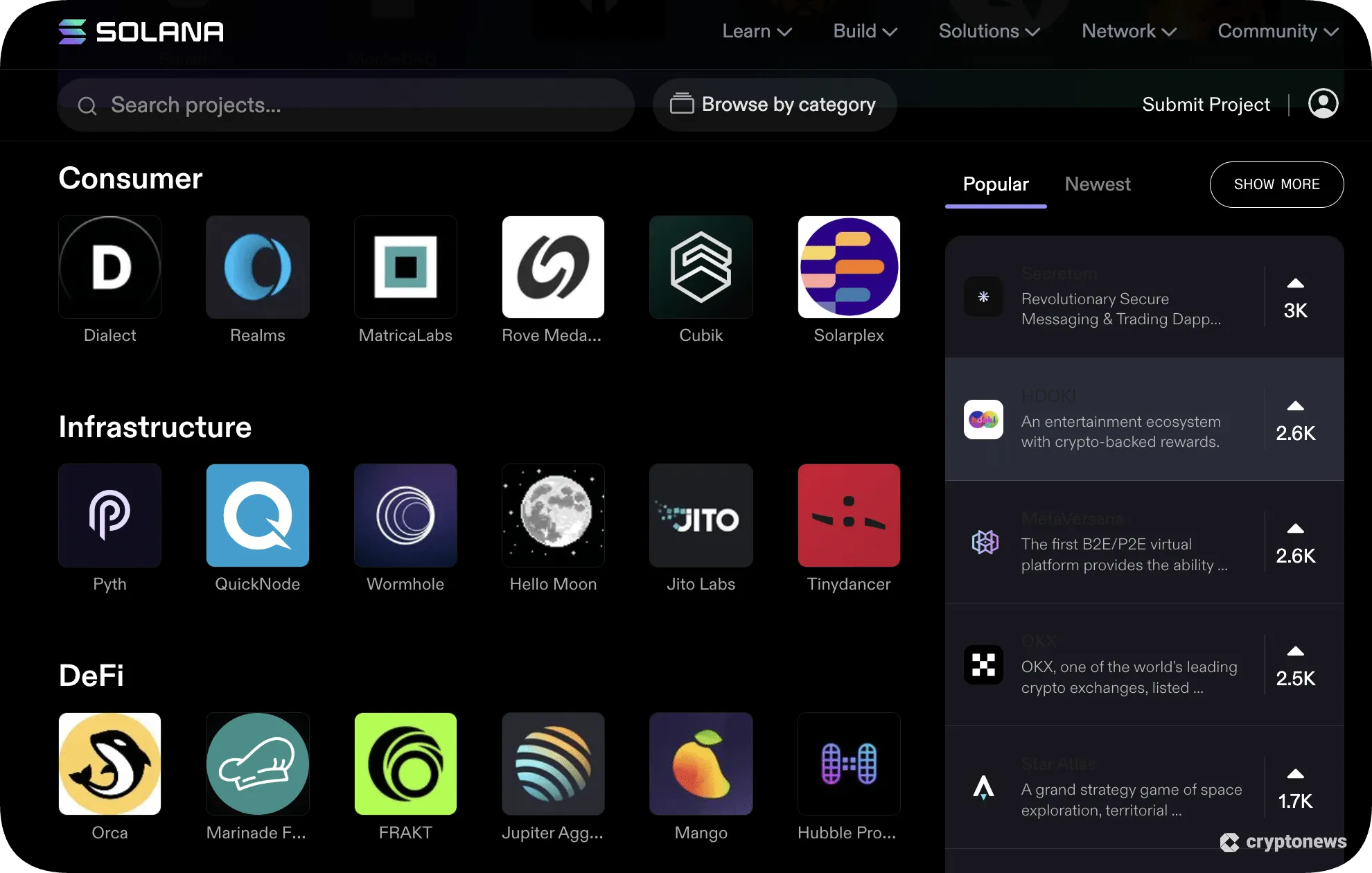 solana webpage screenshot layer 1 crypto