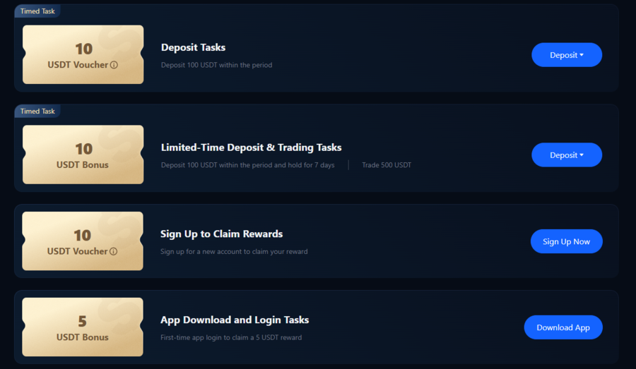 Some of the tasks to complete on MEXC to get rewards