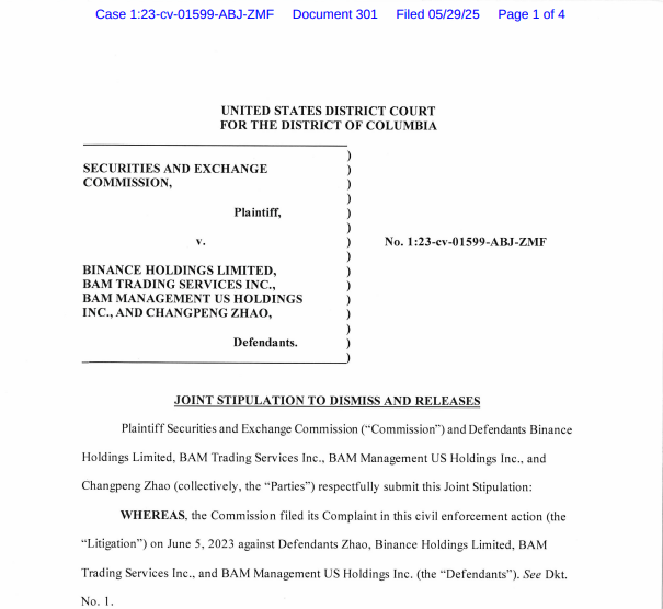 SEC and Binance Seek to Dismiss Legal Clash—Is the Crypto Industry’s Biggest Showdown Over?