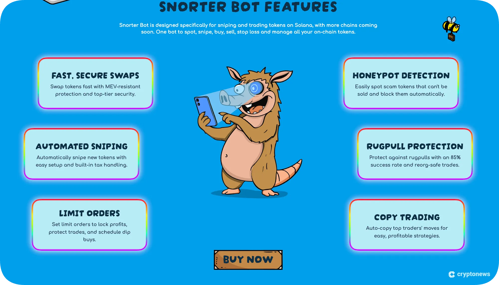 screenshot of snorter bot features
