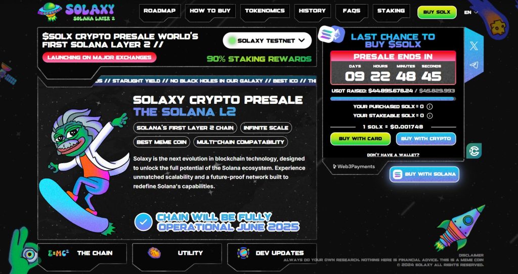 Solaxy (SOLX) presale website.