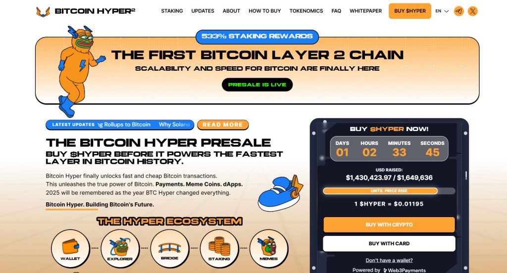 Bitcoin Hyper ($HYPER) presale website.