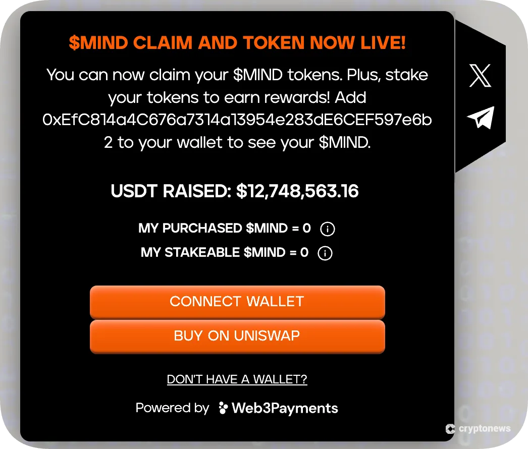 buy MIND on the presale website