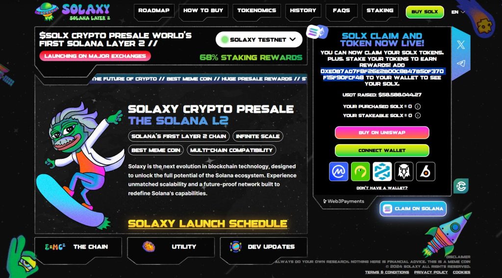 Solaxy (SOLX) presale website.
