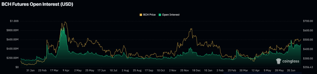 BCH Open Interest mirrors mid-2024 run. Source: Coinglass.