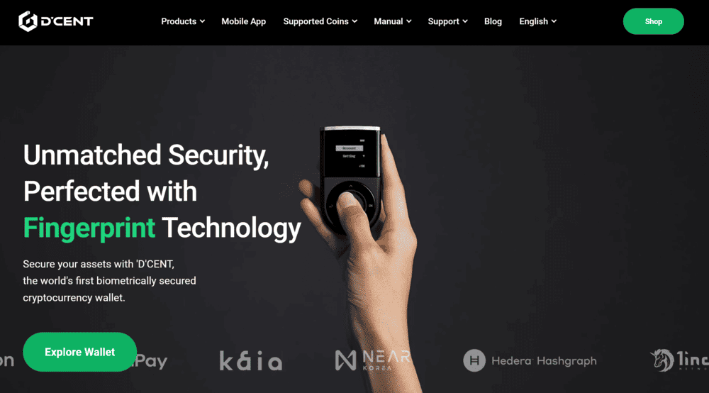 D'CENT Wallet Homepage