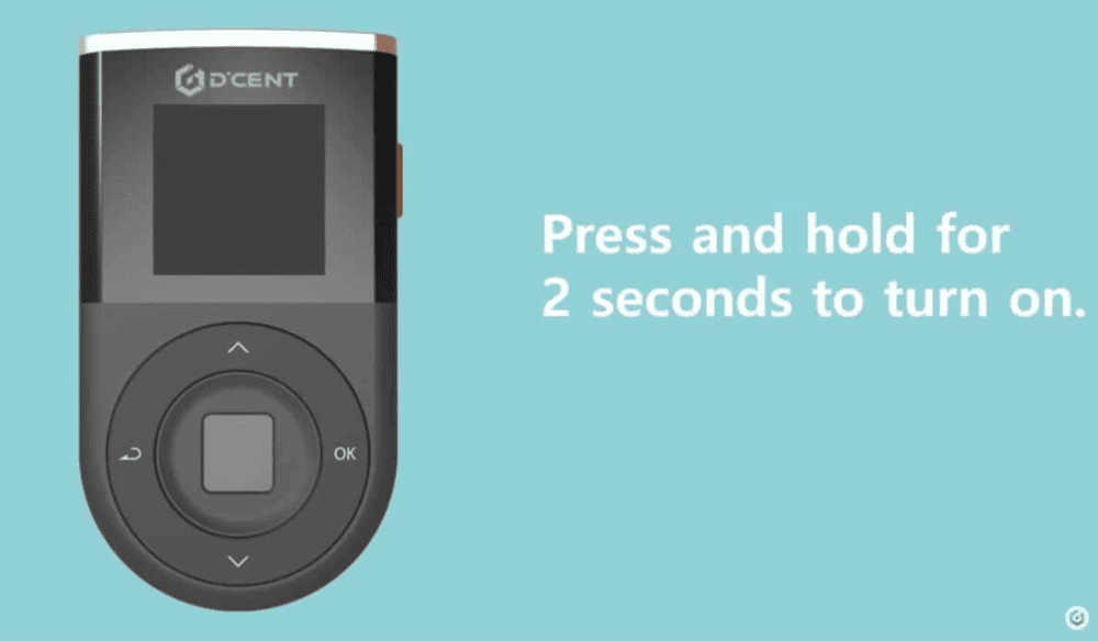 D'CENT Wallet Setup - Turn on Device