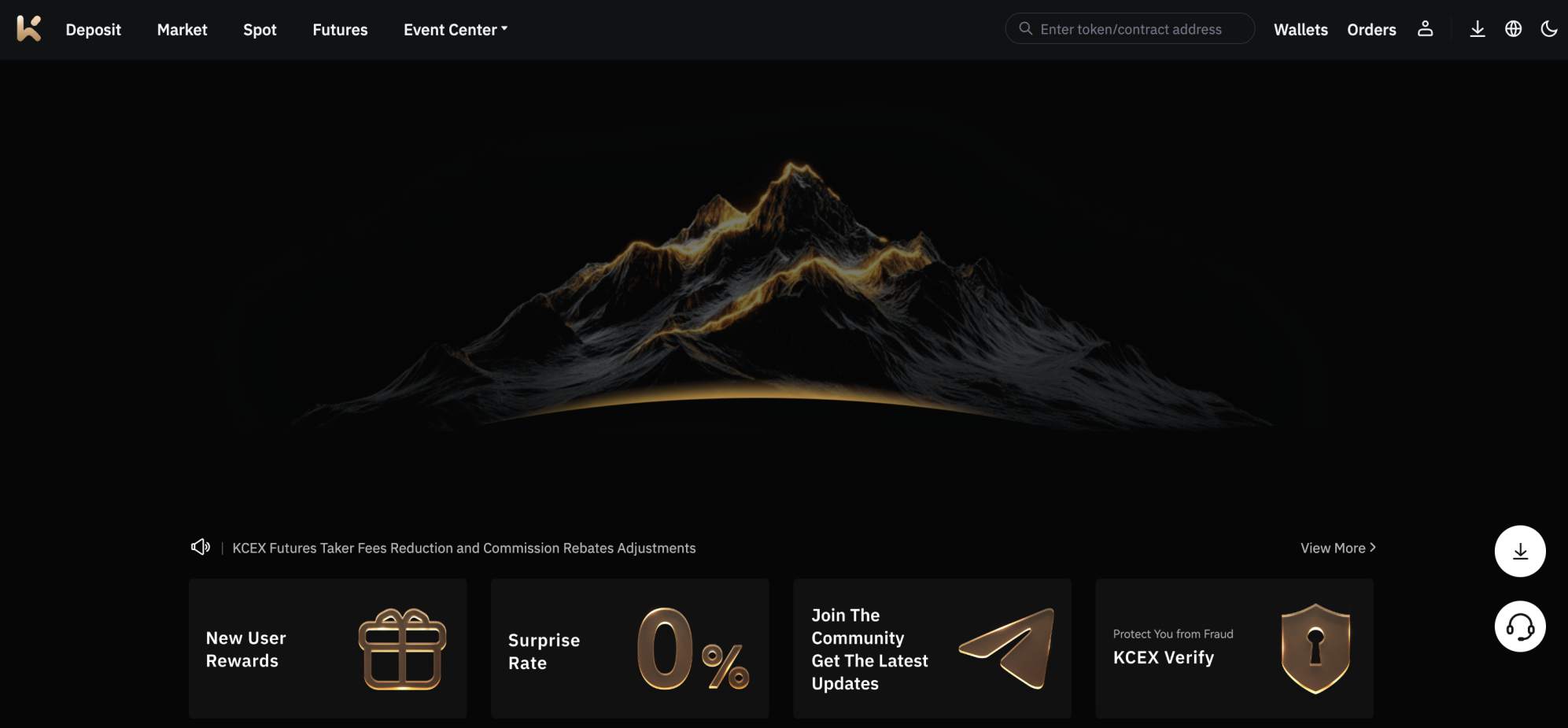 KCEX exchange home page