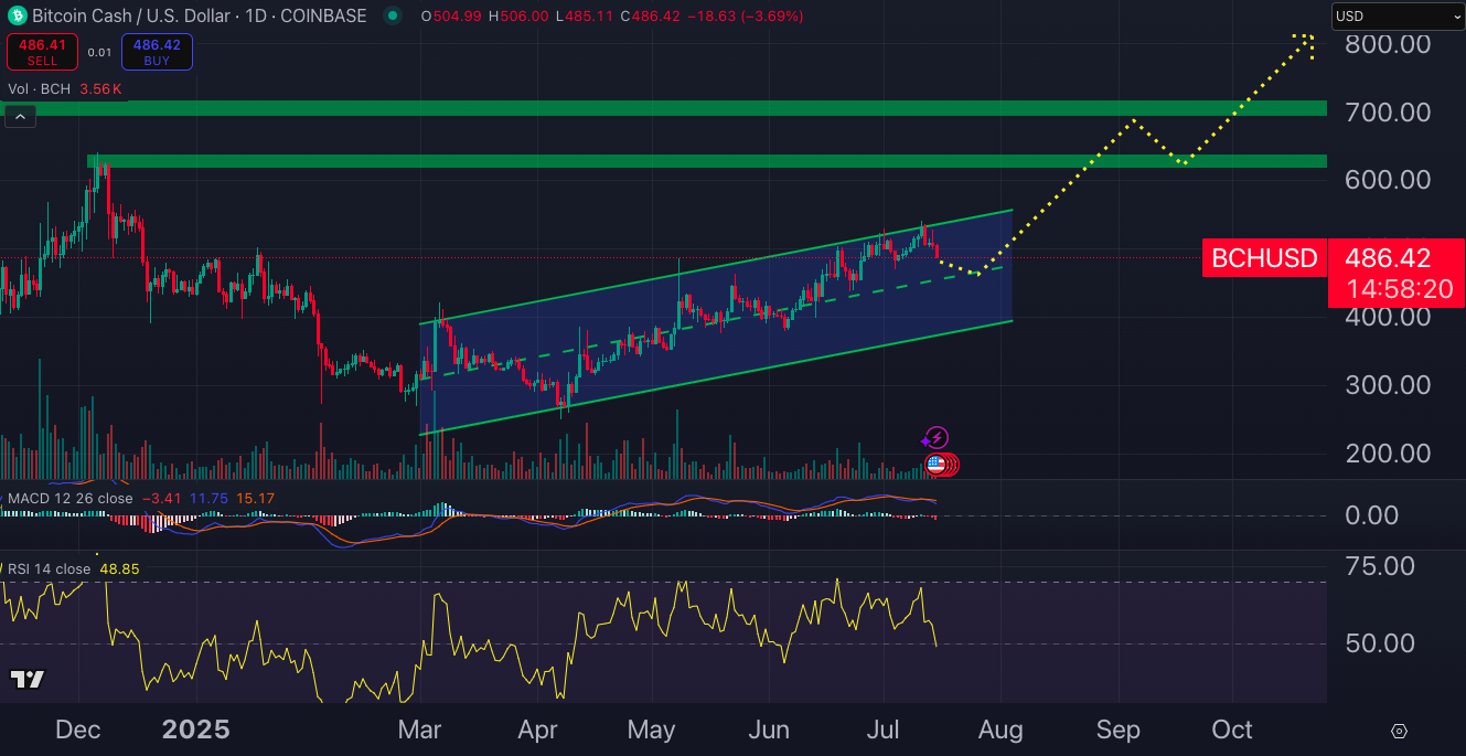 Bitcoin Cash price chart.