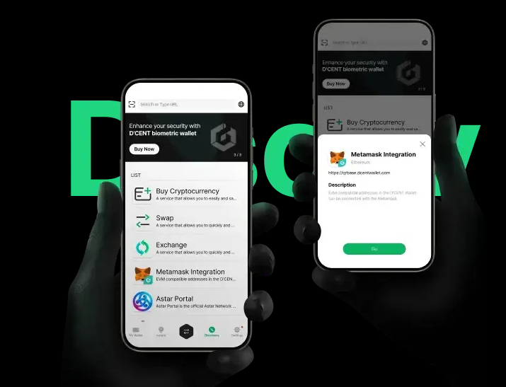 The D’CENT Wallet app features a Discovery tab, where you can explore the world of Web3