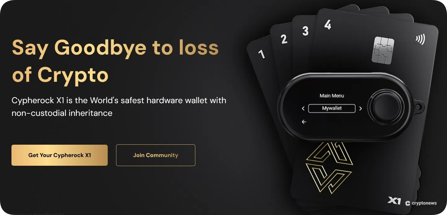Cypherock X1 hardware wallet ad emphasizing secure, non-custodial crypto storage with inheritance protection