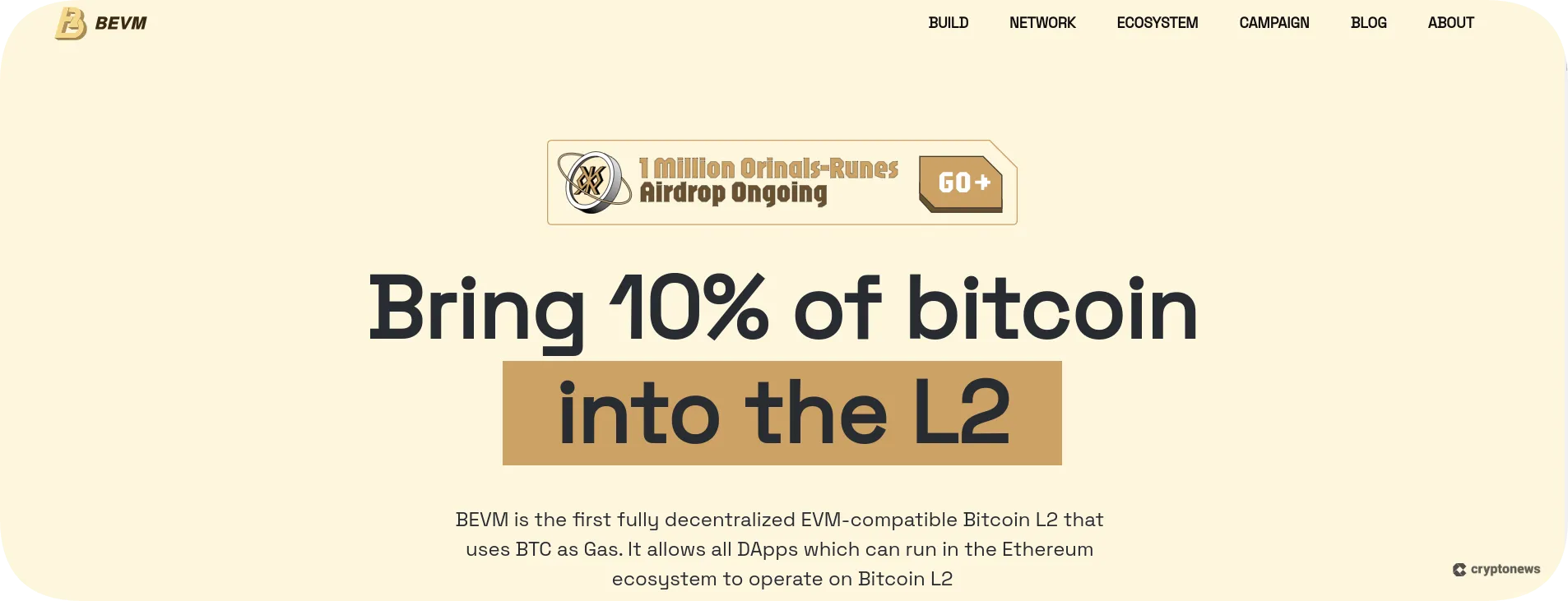 Bitcoin layer 2 project BEVM