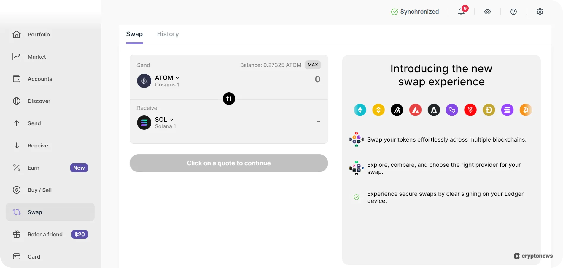 ledger live crypto wallet with exchange