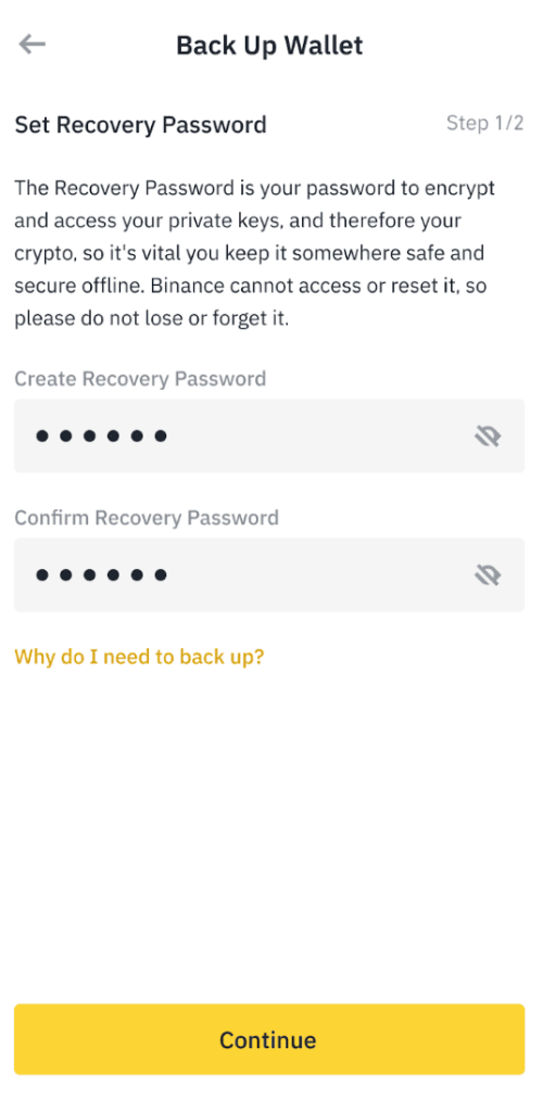 Back Up Binance Wallet