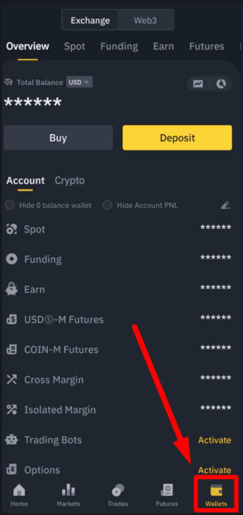 Navigate to Binance Wallet