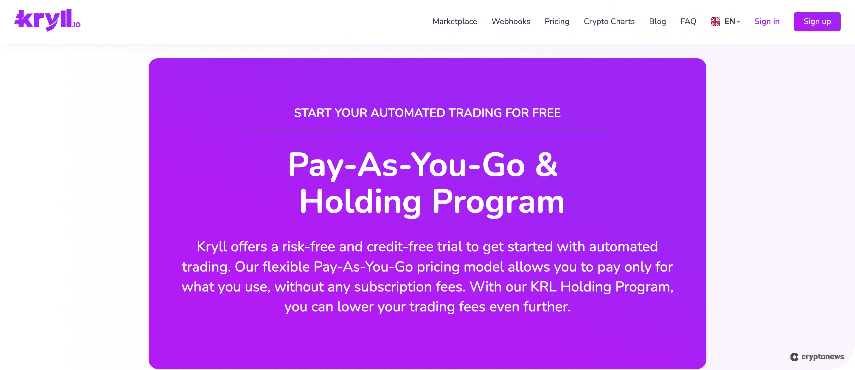 Kryll Pay-as-you-go trading bot