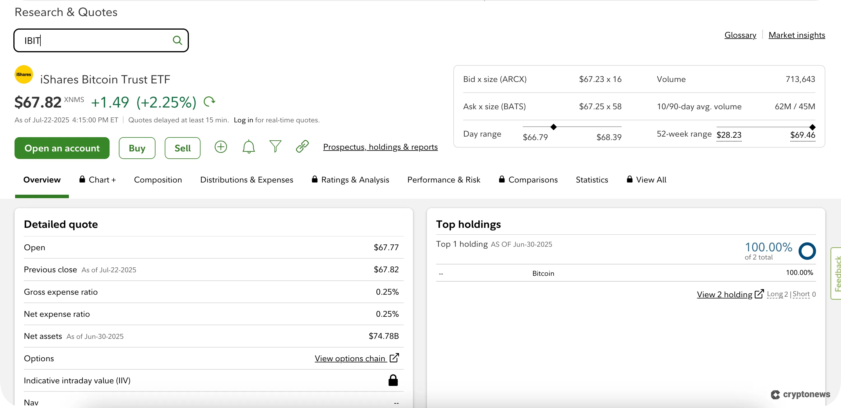 Search the Ticker to buy ibit or fbtc