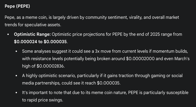 Gemini predicts Pepe