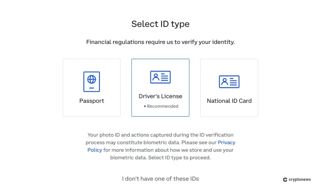 verify your coinbase account using an identification method