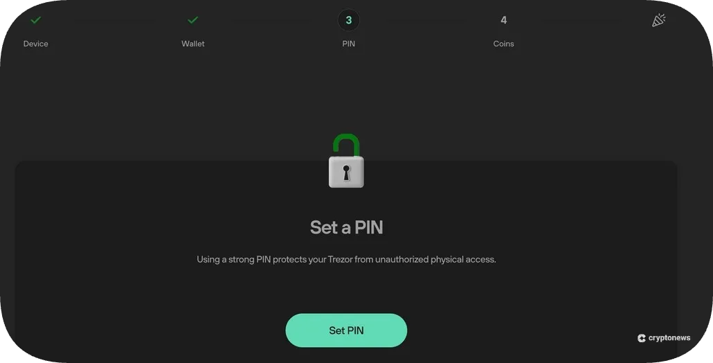 Set a pin on trezor