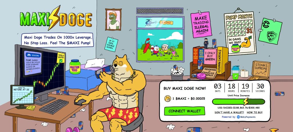 Maxi Doge (MAXI) presale website.