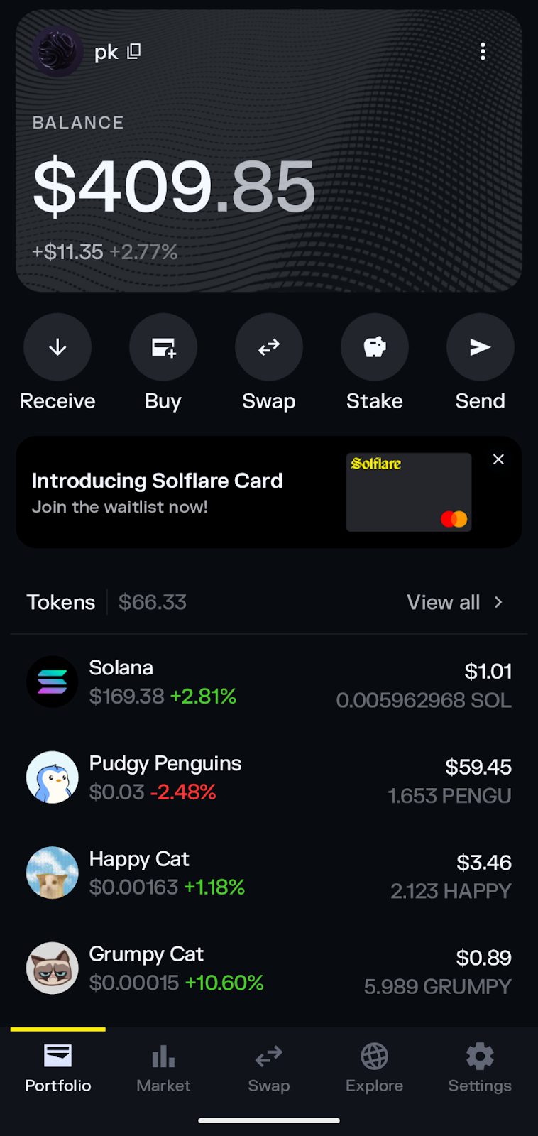 solflare portfolio