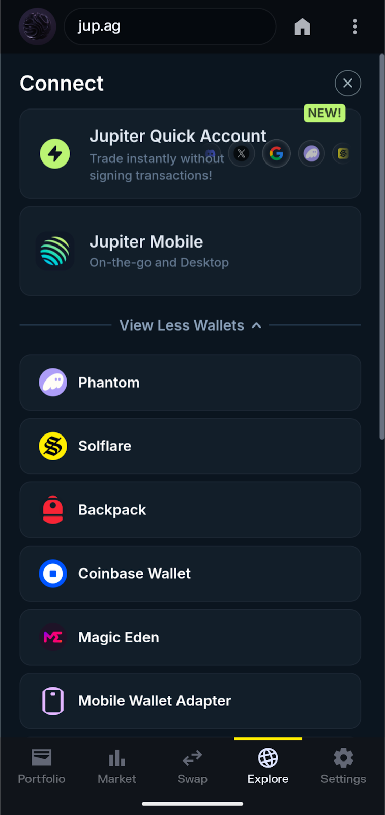 jupiter dex connect