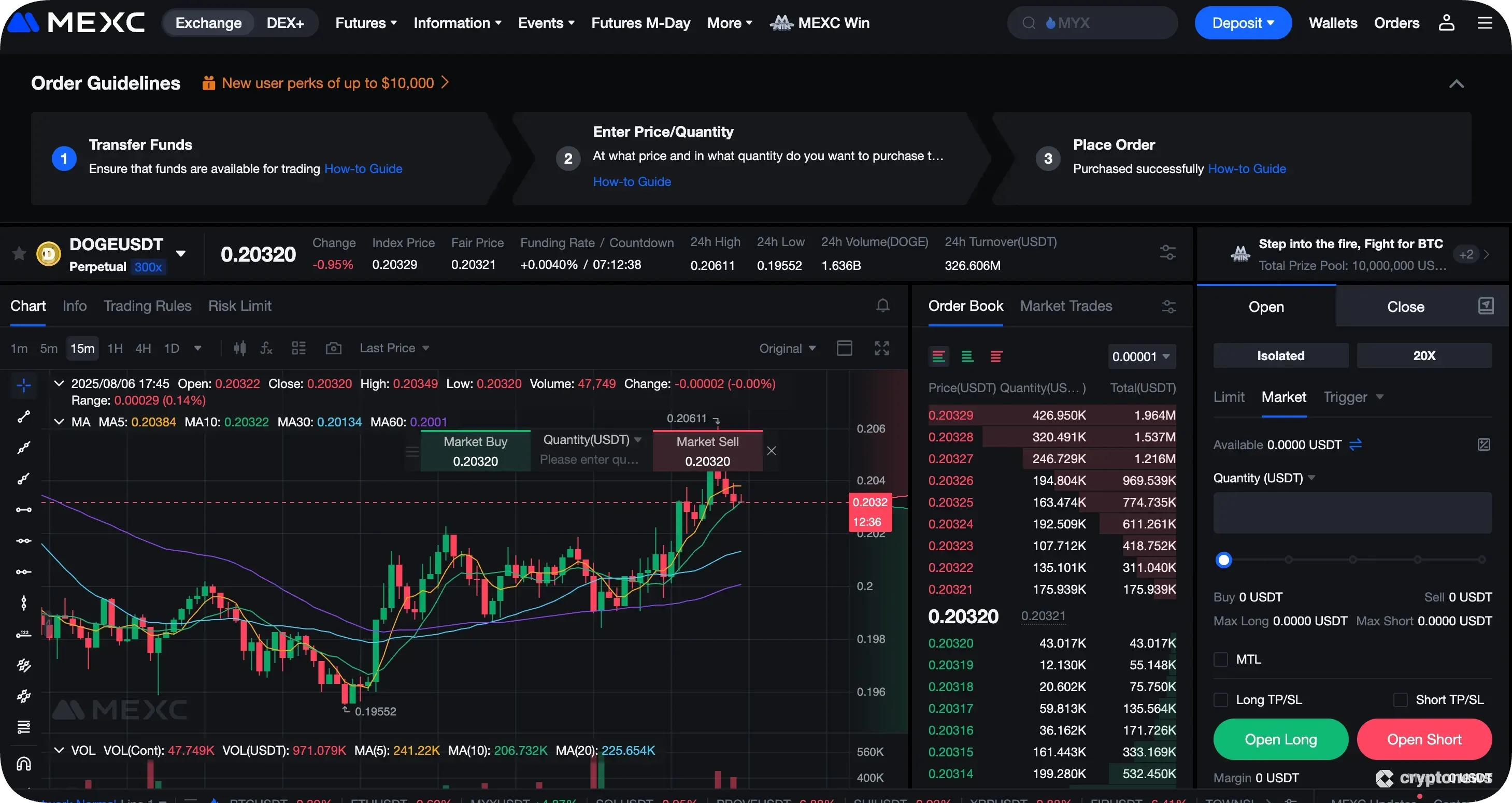 Search for DOGE and Place an Order