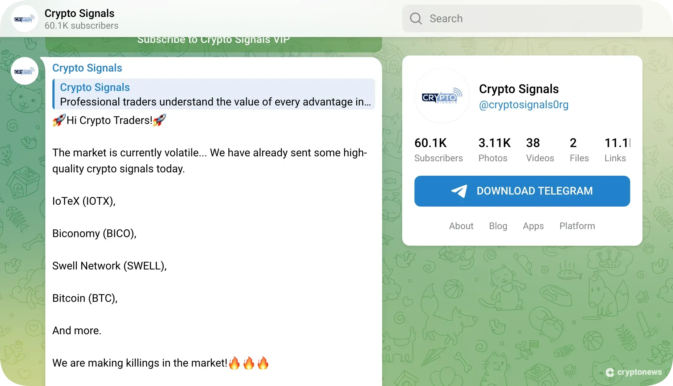 telegram channel of crypto signals