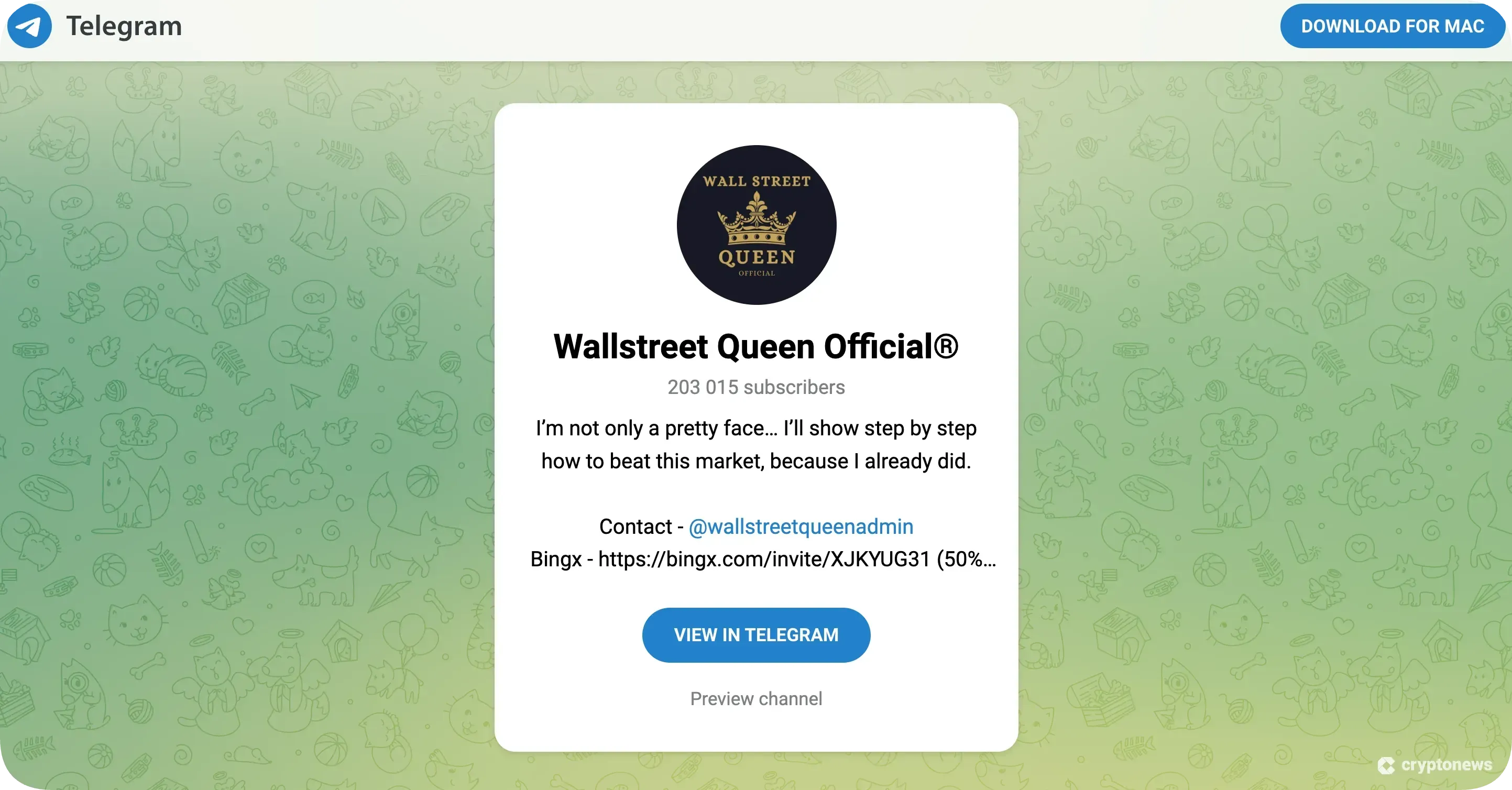 telegram channel of wallstreet queen official