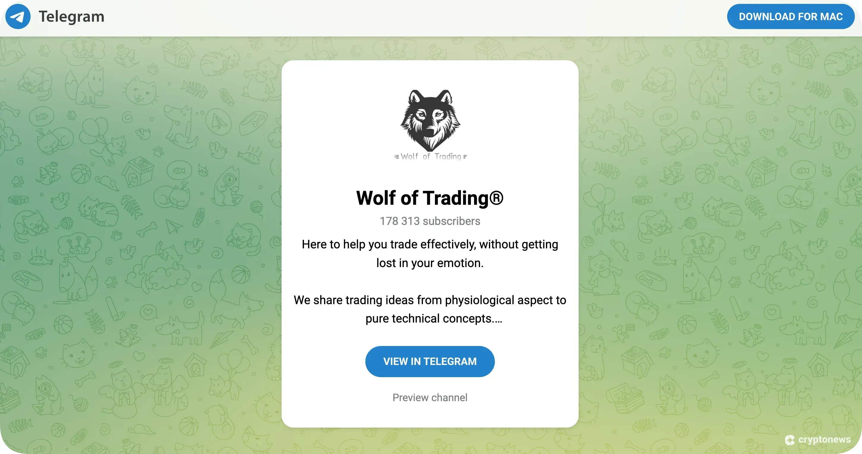 telegram channel of wolf of trading