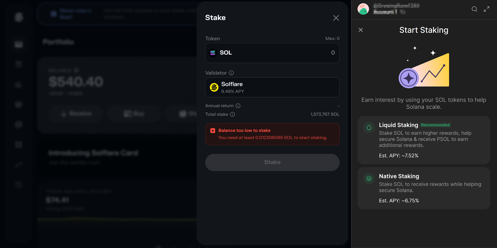 solflare vs phantom staking