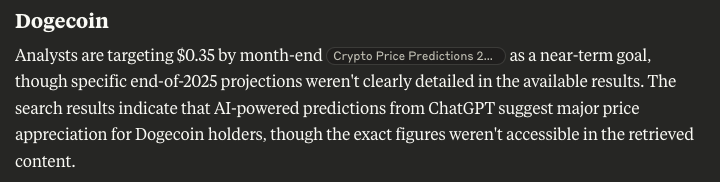 claude ai predicts dogecoin