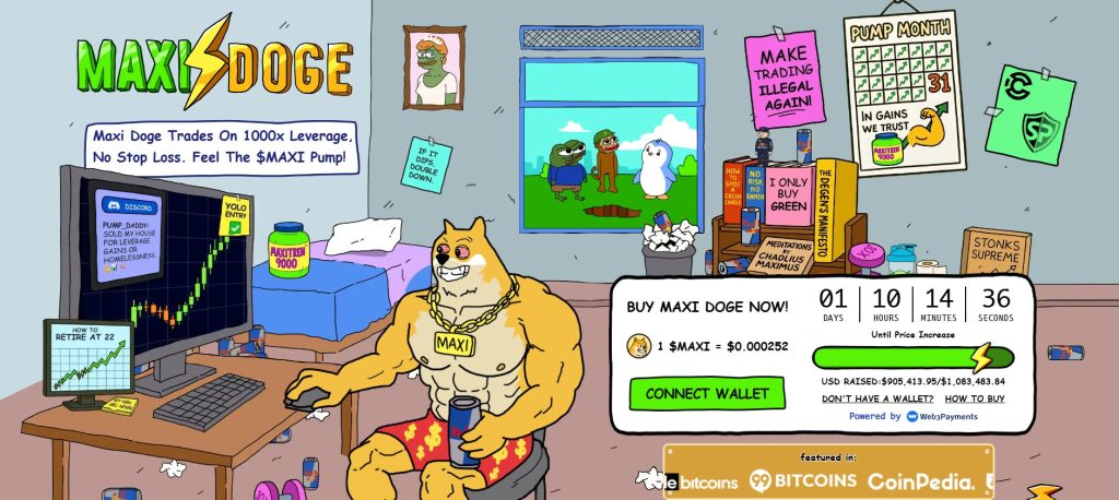 MAXI DOGE ($MAXI) presale website.