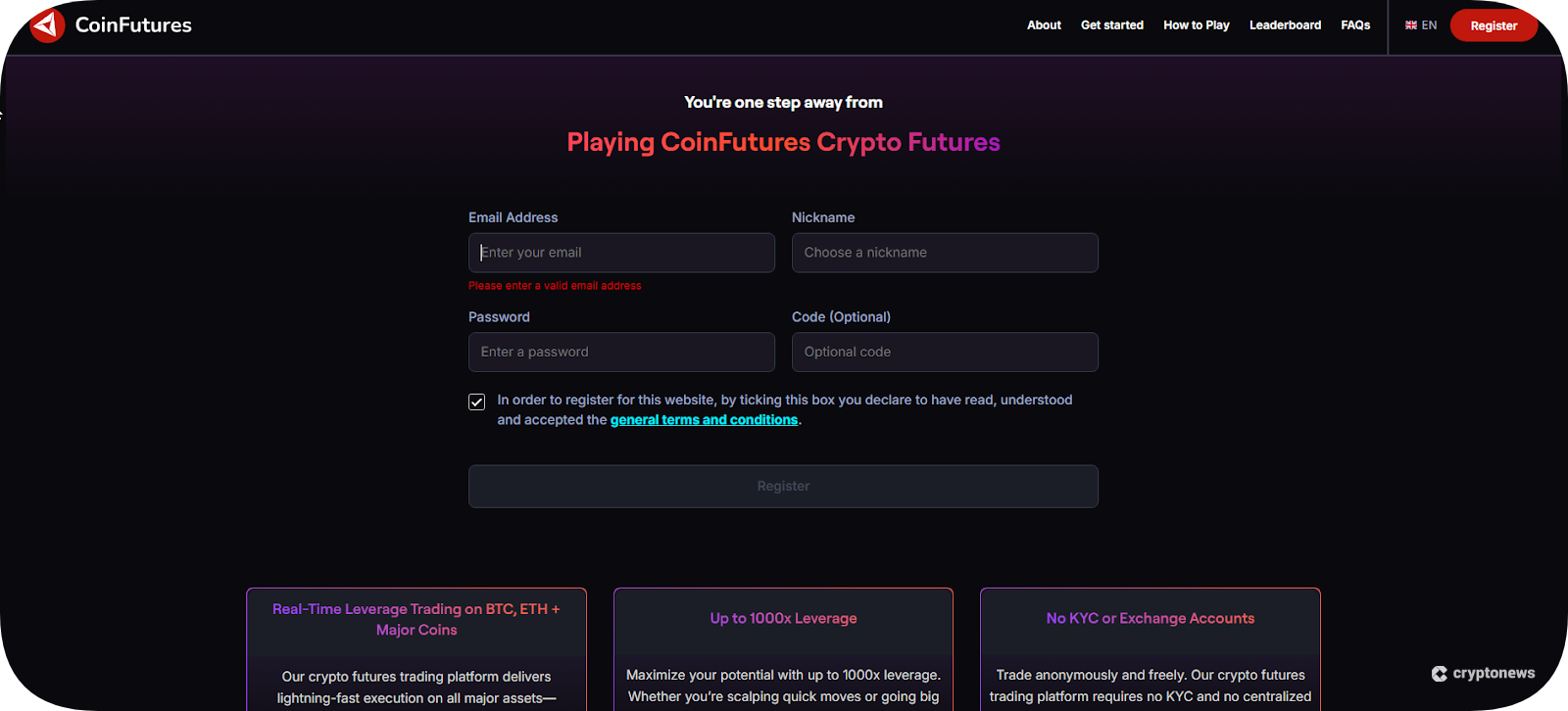 coinfutures sign up
