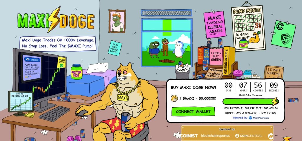 Maxi Doge (MAXI) presale website for 1000x cryptos.