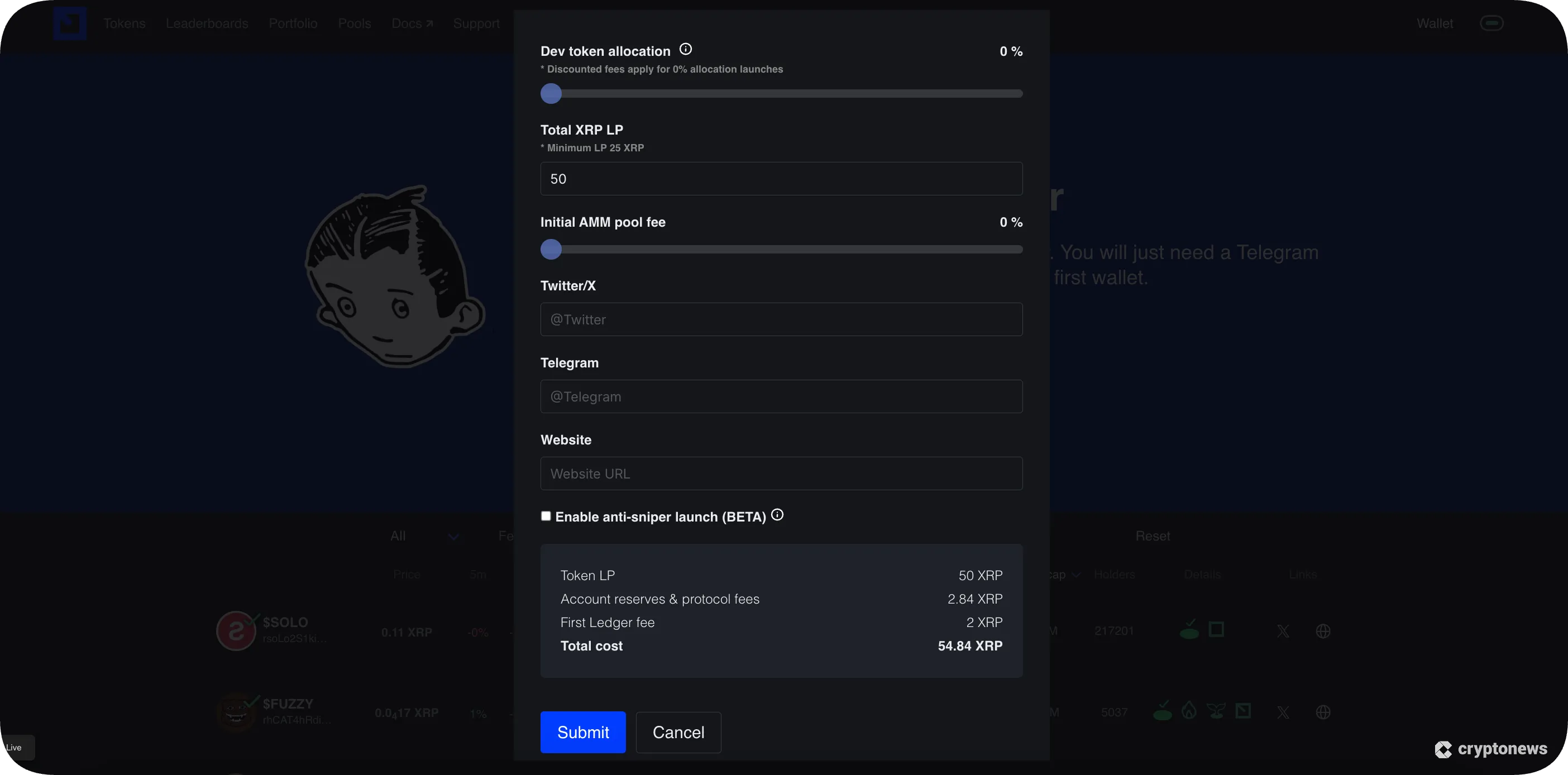 third step to create an xrp meme coin using first ledger is to Decide The Dev Token Allocation